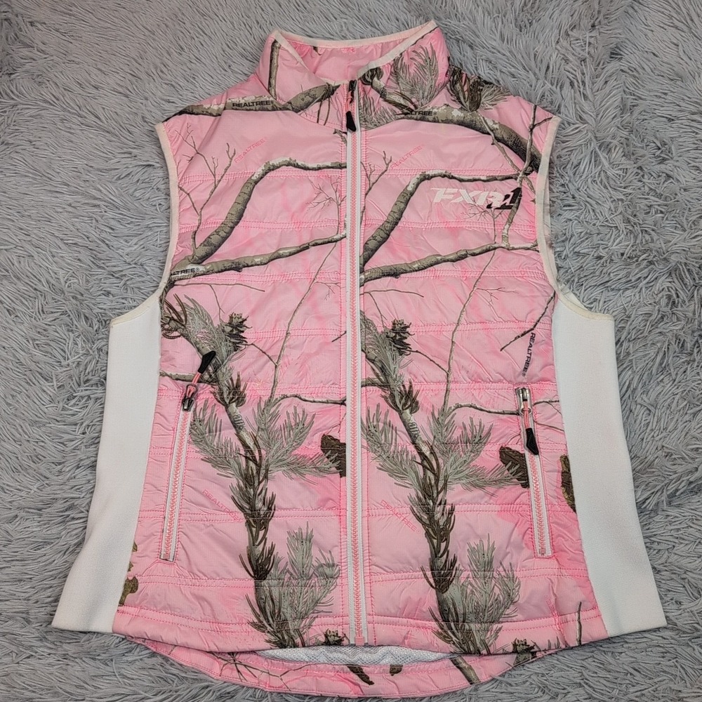 FXR Outdoor Vest Womens 12 Pink Camo Gorpcore‎ Pockets Zip Up Soft Realtree